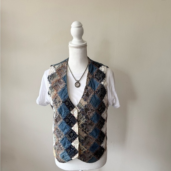 Chrysanthemum Jackets & Blazers - Chrysanthemum Patchwork & Denim Vest
